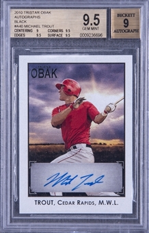 2010 Tristar Obak Baseball Cards #A40 Michael Trout Signed Rookie Card (#30/50) - BGS GEM MINT 9.5/BGS 9